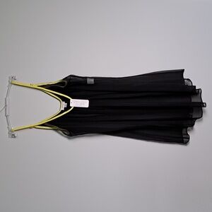 NWT Christine Babydoll Sheer 100% Silk Slip Gown Kohl/Lime Made in Canada XS